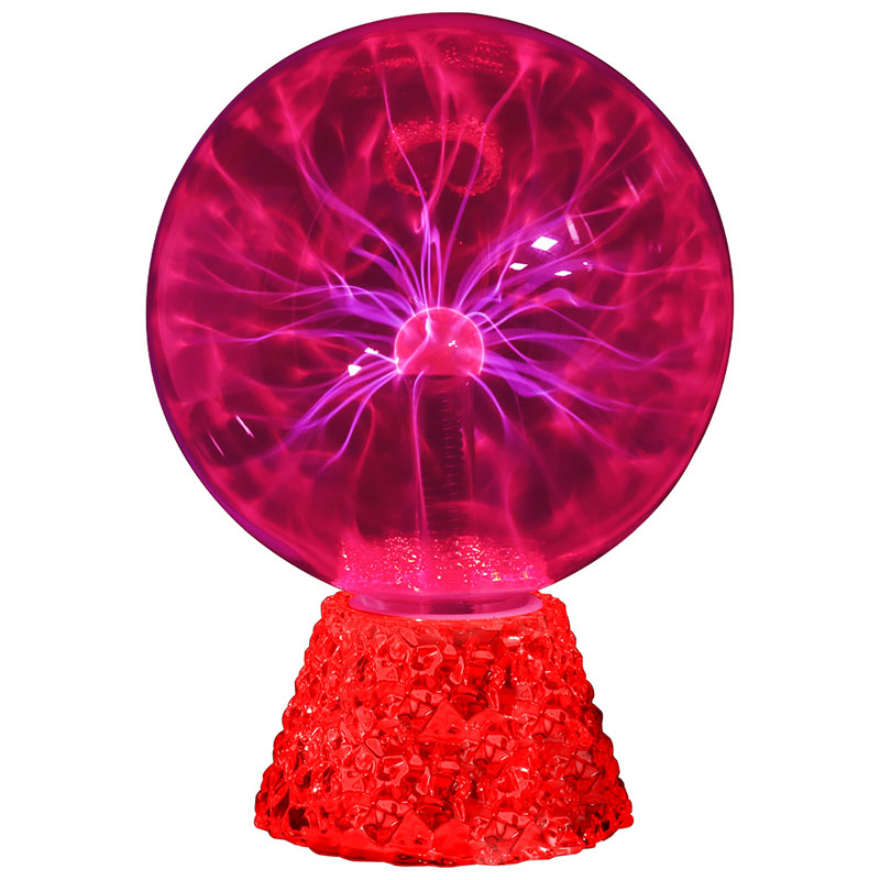 Boule plasma à lumière rouge de 8 pouces avec base transparente