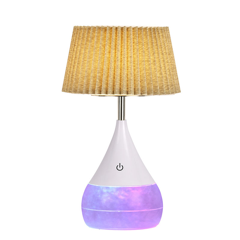 Lampe de bureau LED à abat-jour en tissu de couleur