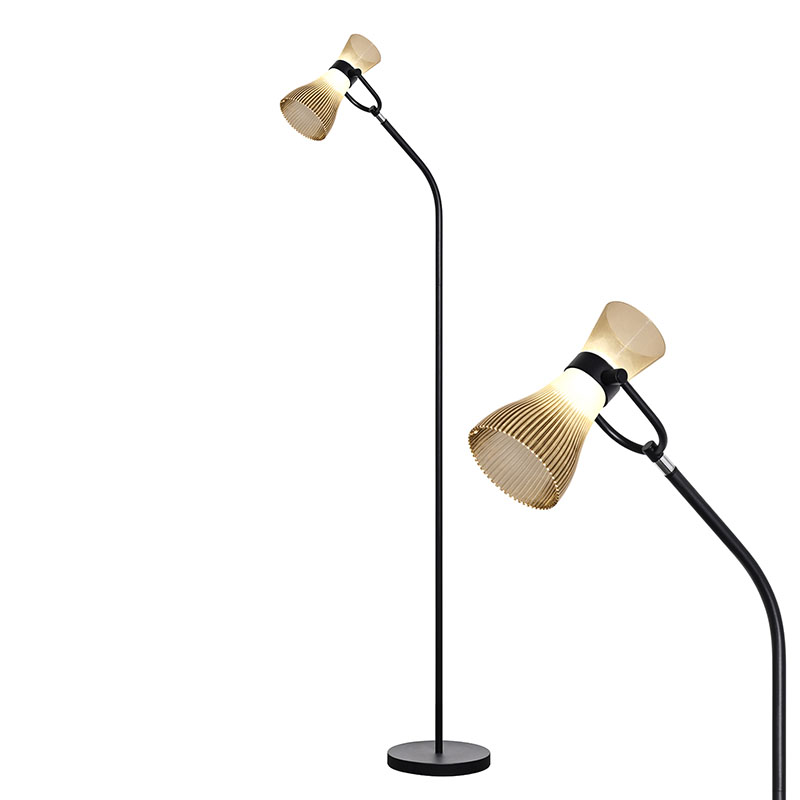 Lampadaire LED moderne avec abat-jour en verre