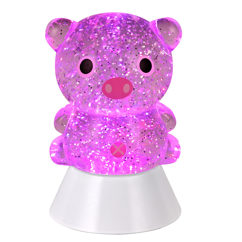 Lampe de table à paillettes RVB avec abat-jour cochon