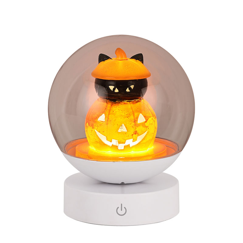 Veilleuse citrouille d'Halloween rechargeable avec tête de citrouille