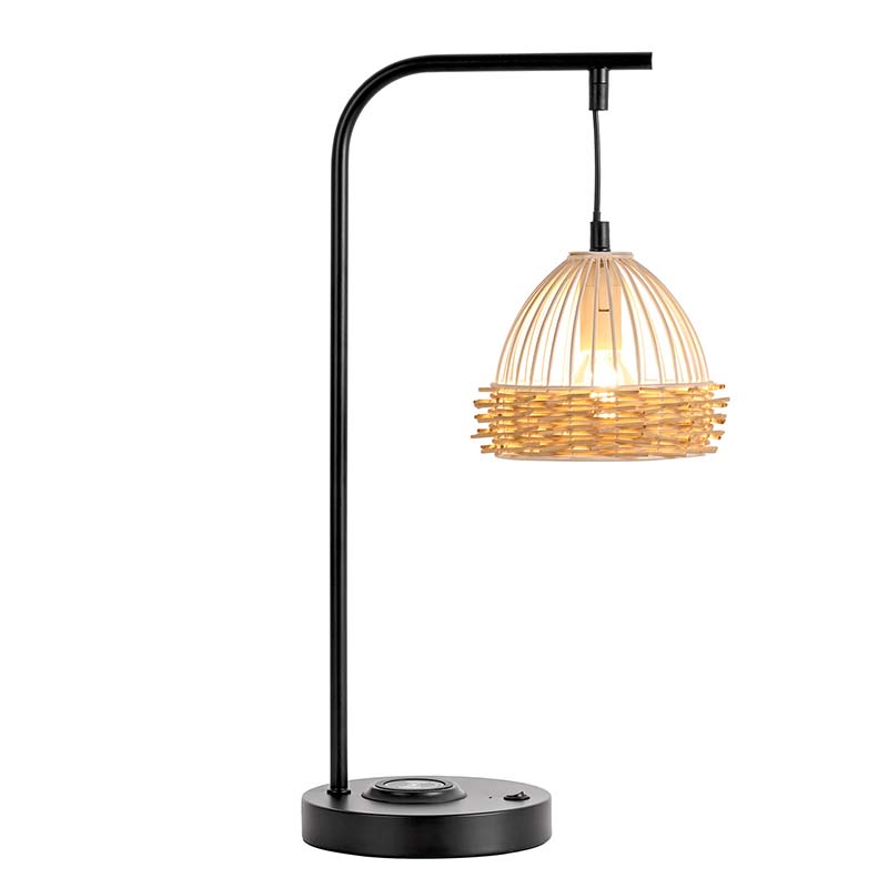 Lampe de table avec abat-jour en bambou