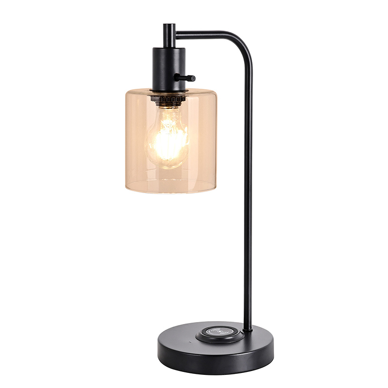 Lampe de table Tradition E26 E27 avec abat-jour en verre