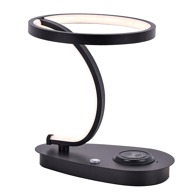 Lampe de bureau LED à chargeur sans fil avec abat-jour annulaire