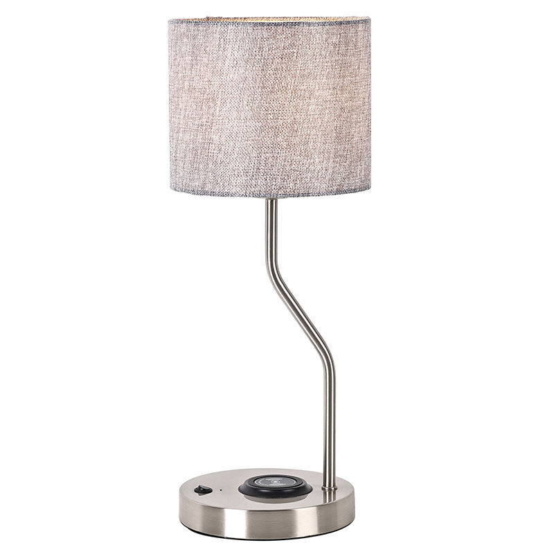 Lampe de bureau chargeur de téléphone sans fil avec abat-jour en tissu