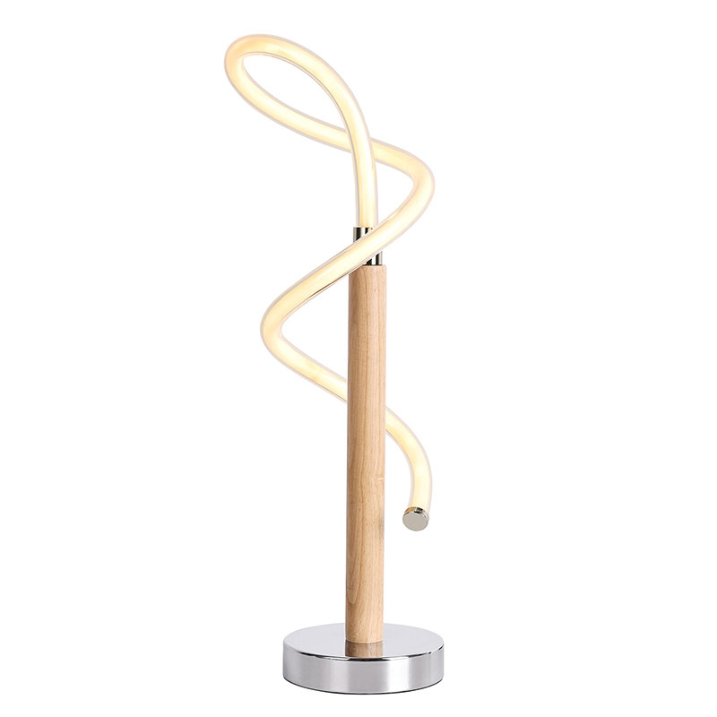 Lampe de bureau LED en bois avec éclairage à 360 degrés